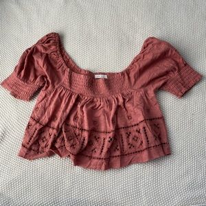 Urban Outfitters | UO Dakota Eyelet Cropped Blouse  | Size S